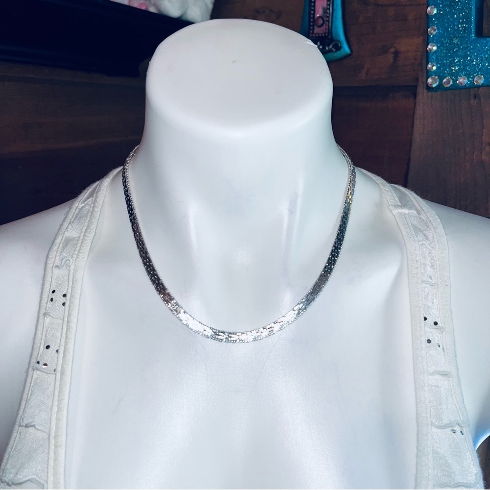 Sterling Silver Solid Chocker Chain 17” 925 Italy… - image 5